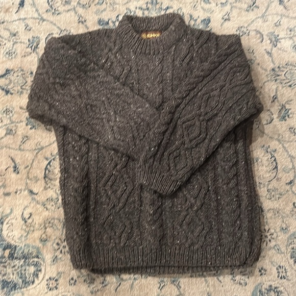 Ishka Grey Wool Fisherman Style Vintage Sweater/EUC/ made in Ecuador/ one size - Picture 2 of 8